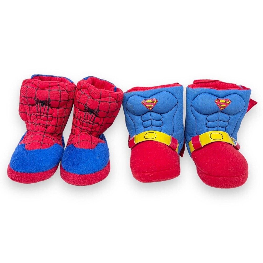 Spider-Man Superman Toddler Slipper Booties Sz S 6/7